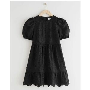 & Other Stories Floral Jacquard Mini Babydoll Puff Sleeve Dress